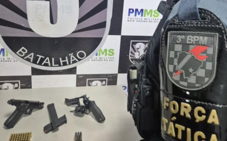 PM prende dupla com pistola 9mm, revólver e carro com placa adulterada em Dourados