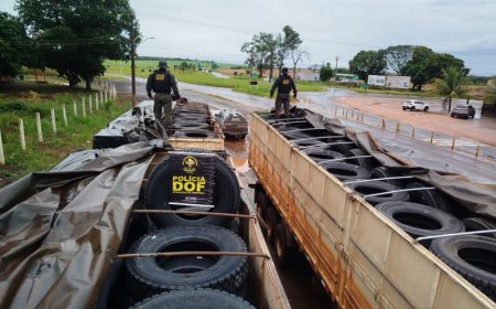 DOF Apreende Duas Carretas com 400 Pneus Contrabandeados Avaliados em R$ 1,2 Milhão