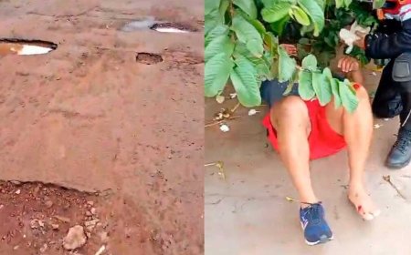 Motociclista de aplicativo cai em buraco e fica sem trabalhar por causa dos ferimentos