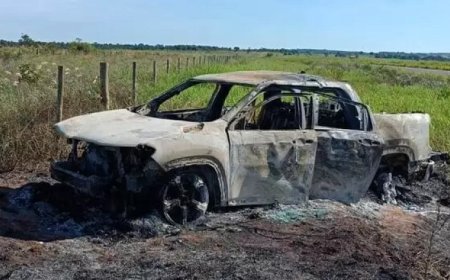 Corpo Carbonizado em Picape na Fronteira com Paraguai