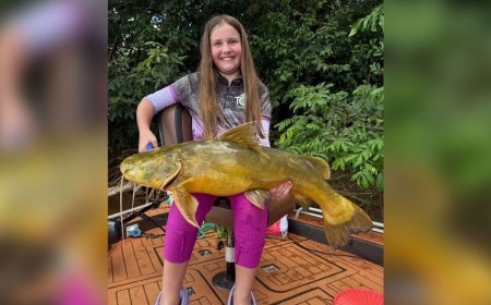 Menina de 11 anos vence 'briga' intensa e puxa jaú de 10 kg no Rio Dourados