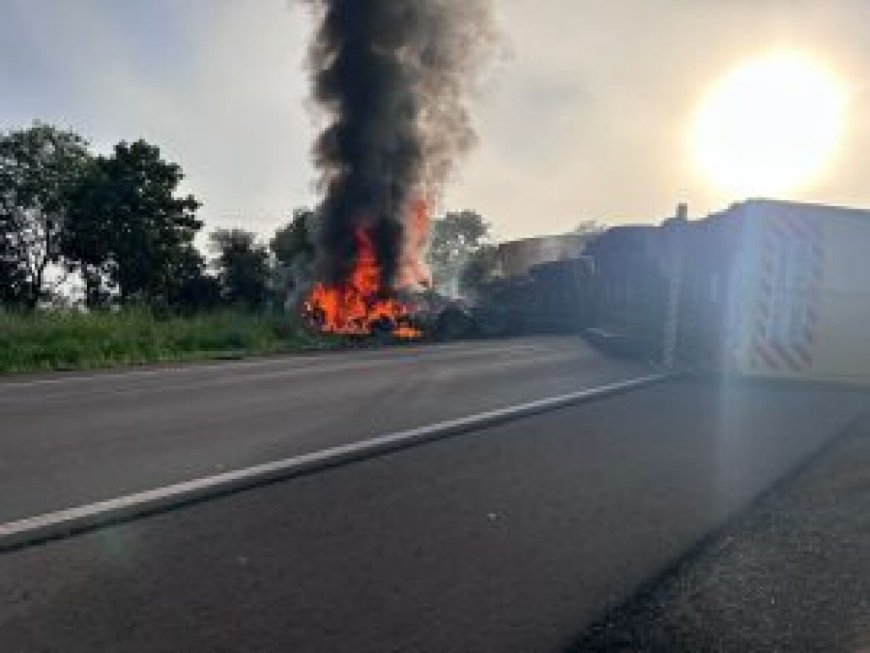 Colisão entre Carretas na BR-262: Motorista Resgatado de Cabine em Chamas