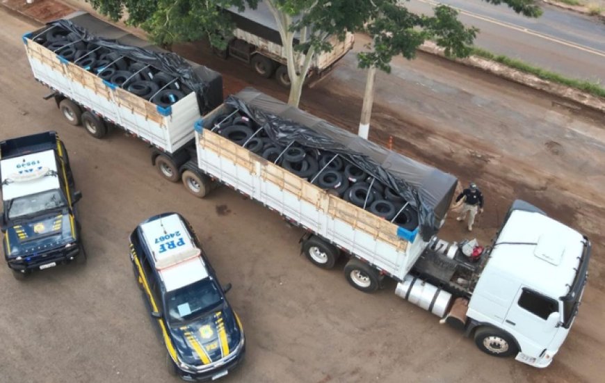 Carreta com Pneus Contrabandeados é Apreendida