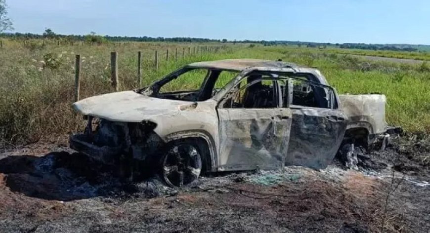 Corpo Carbonizado em Picape na Fronteira com Paraguai