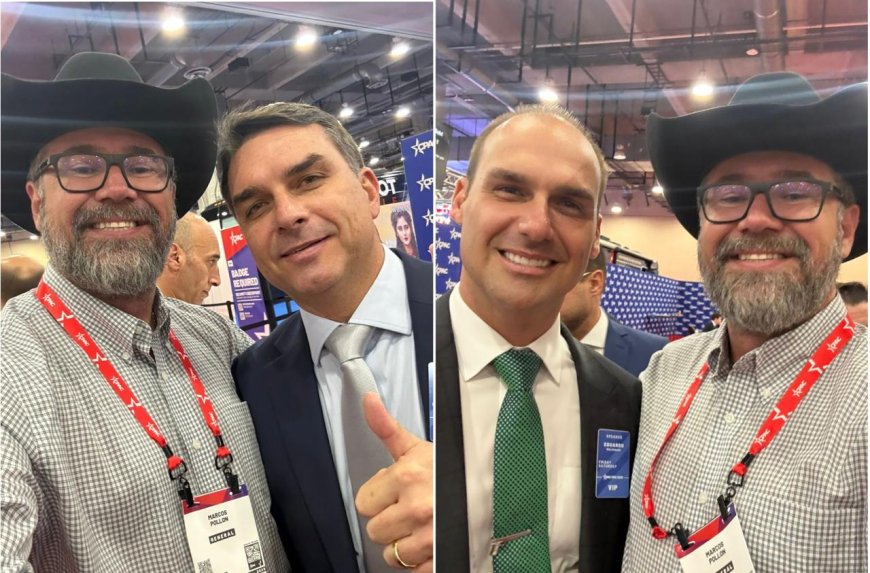 Pollon se encontra com Flávio Bolsonaro nos EUA