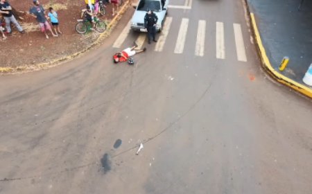 Motociclista avança 'Pare' e fica gravemente ferido em acidente em Dourados