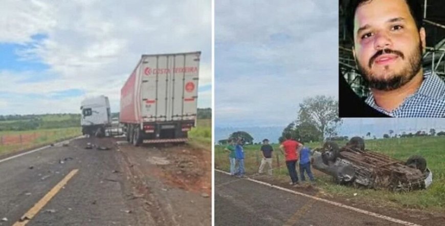 Corretor de MS morre em colisão violenta com carreta em rodovia de Goiás