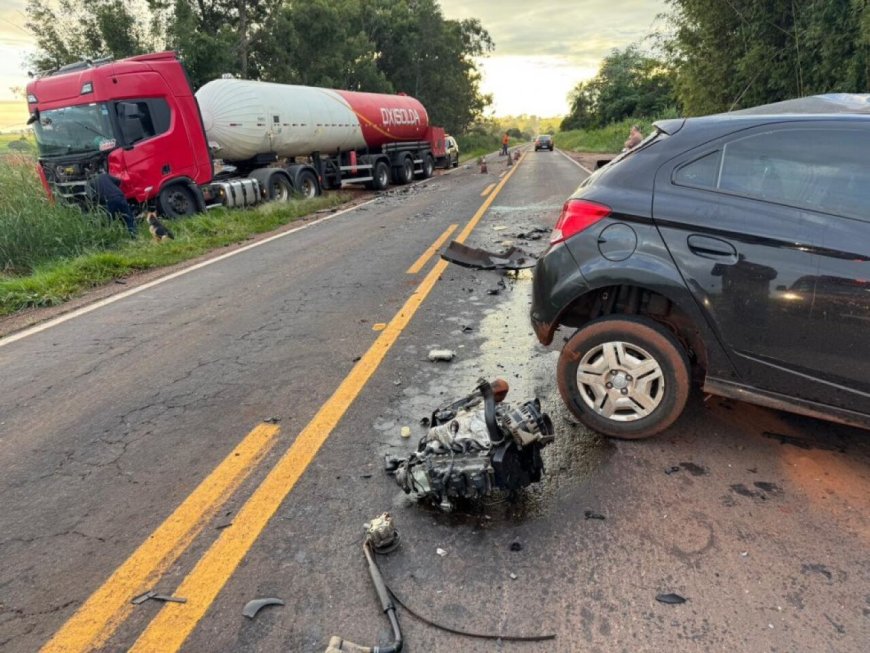 Jovem de 24 anos morre em colisão entre carro e caminhão-tanque na BR-376