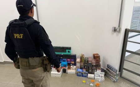 Carga irregular com cigarros, anabolizantes e eletrônicos é apreendida na BR-262