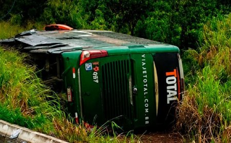 Batida frontal entre ônibus e carro deixa dois mortos e 12 feridos na BR-060