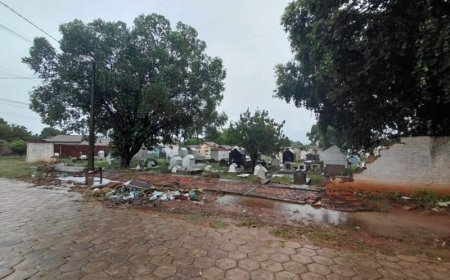Temporal derruba muro de cemitério em Anastácio e cancela Festa da Farinha