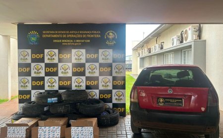 Motorista é abordado com pneus sem nota fiscal e cigarros para revenda