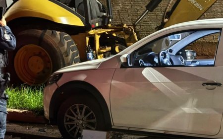 Motorista é levado à delegacia após bater Saveiro em trator parado no acostamento em Nova Andradina