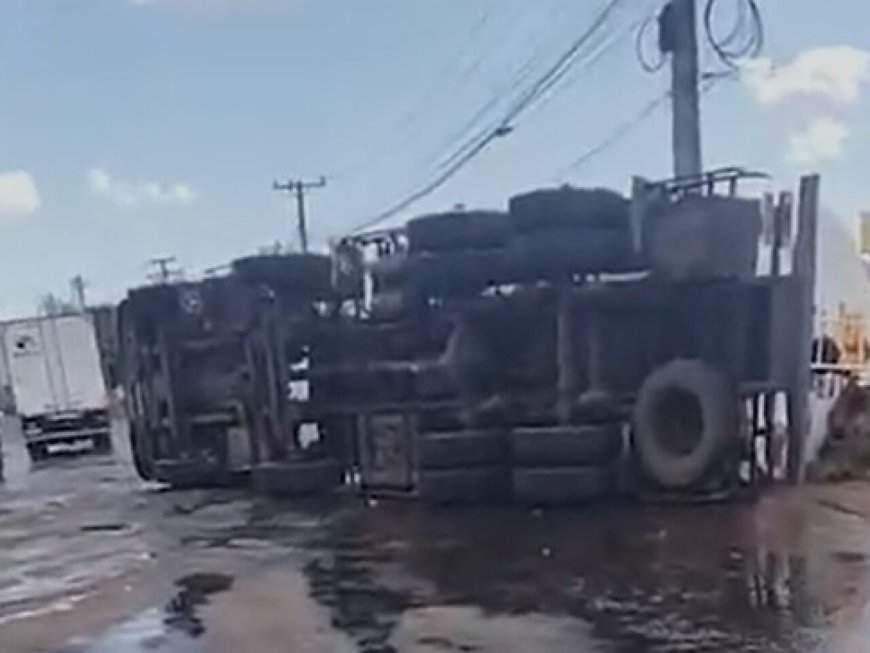 Caminhão-Tanque Tomba e Provoca Vazamento na BR-060