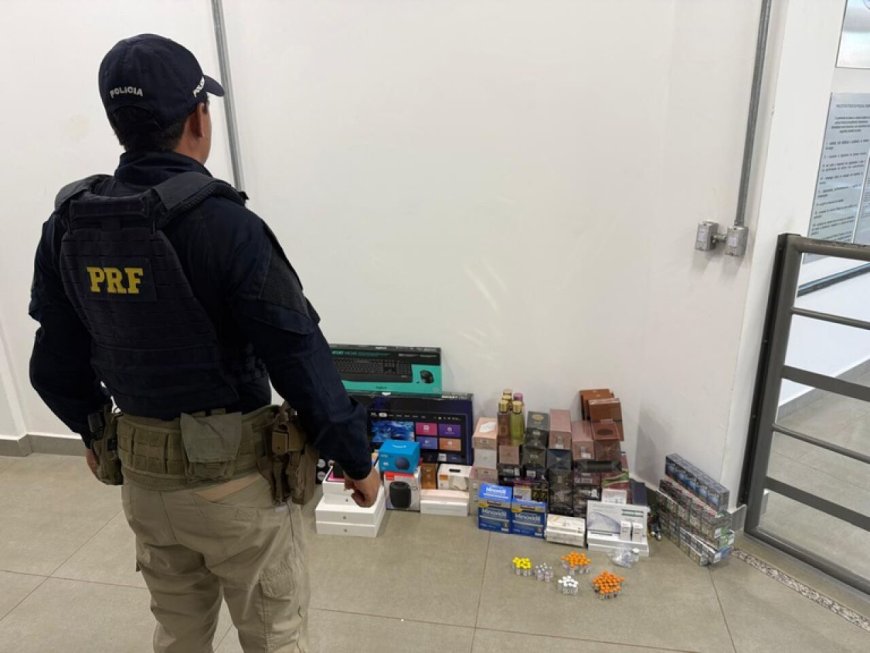 Carga irregular com cigarros, anabolizantes e eletrônicos é apreendida na BR-262