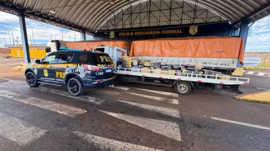 Carreta que saiu de Dourados é interceptada com quase 4 toneladas de droga na BR-163