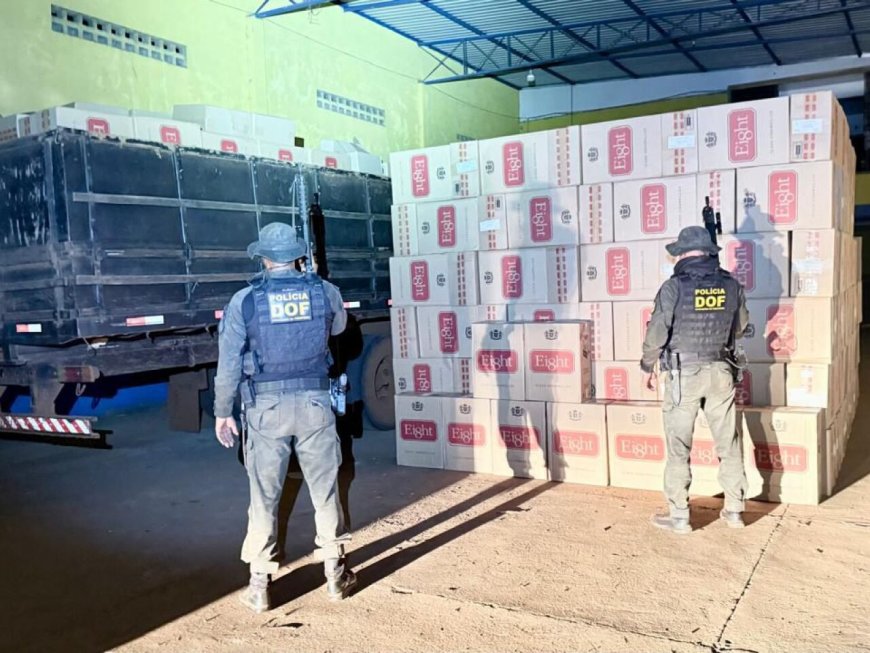 Carga milionária de cigarros contrabandeados é apreendida em barracão às margens da BR-163