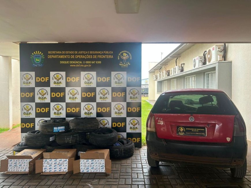 Motorista é abordado com pneus sem nota fiscal e cigarros para revenda