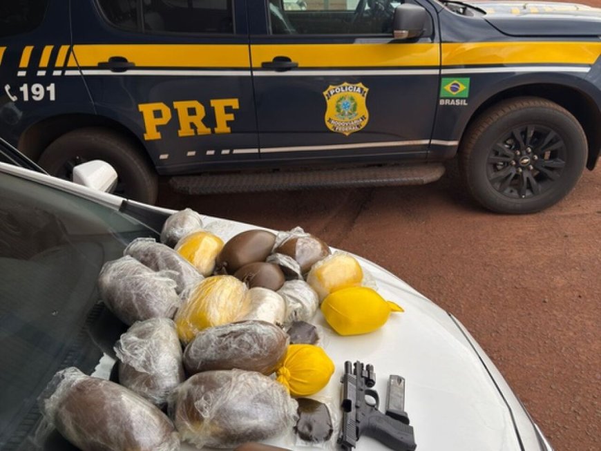 Pistola 9mm e drogas são encontradas em veículo abordado na BR-163