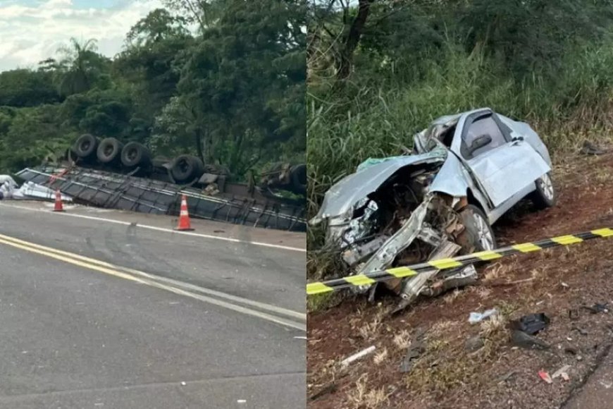 Batida brutal entre carreta e carro mata homem na BR-163 em MS
