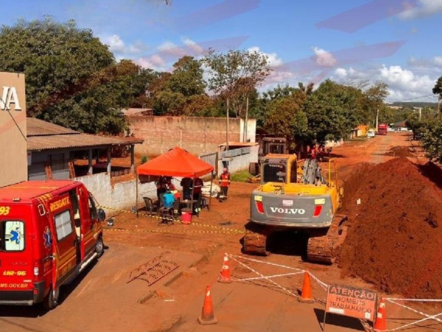 Trabalhador morre soterrado durante obra de rede de esgoto em Maracaju