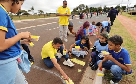 Marçal convoca alunos e cria 'cenário de Copa' em avenida de Dourados