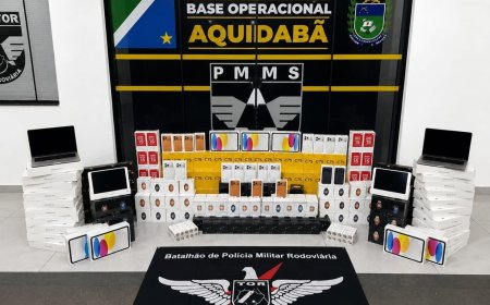 PM apreende R$ 1,1 milhão em iPhones e eletrônicos na fronteira
