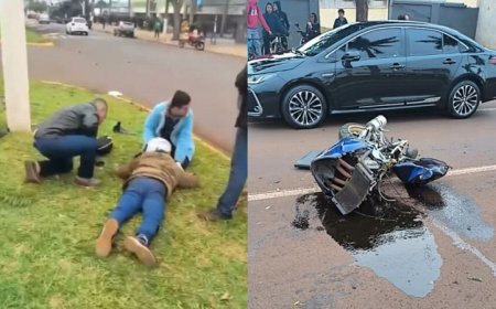 Motociclista fica ferido após perder controle e moto partir ao meio em Dourados