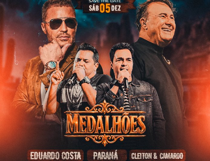 Evento Medalhões: ingressos em até 6x sem juros até 05 de junho