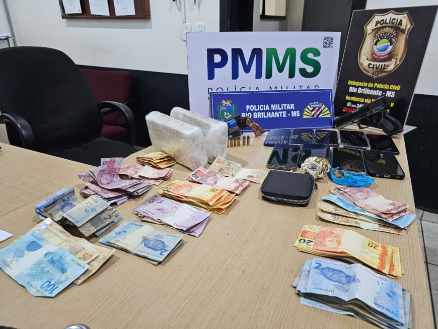 Operação conjunta prende quatro suspeitos e apreende drogas, armas e munições em Rio Brilhante