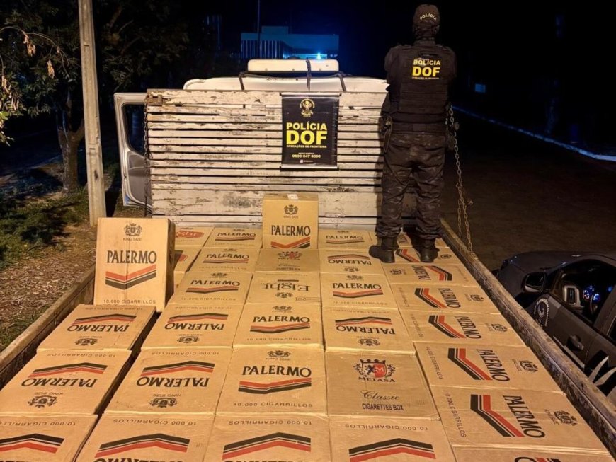 Caminhão carregado com cigarros contrabandeados é apreendido pela polícia