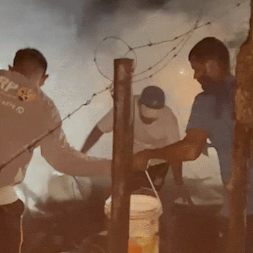 Comunidade se une para controlar incêndio em barraco de madeira em Campo Grande